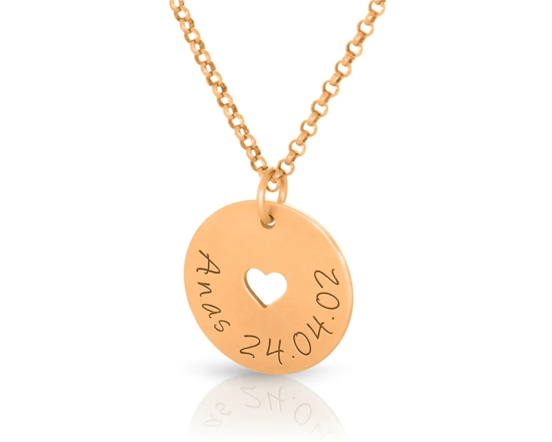Herz Kette Gravur Namen Schmuck rosegold Namenskette