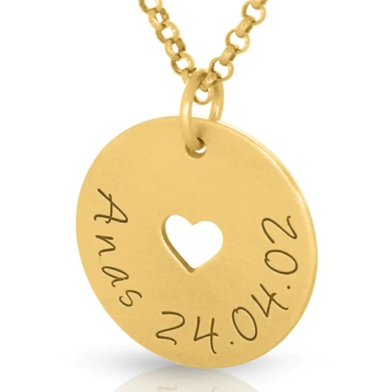Damenkette Herz Name Halskette vergoldet Geschenk Mama