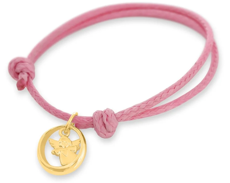 Taufring Engel Armband Mädchen rosa Gold Taufarmband Geschenk Taufe Kinderschmuck