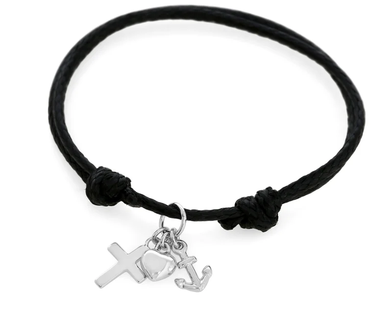 Armband Herz Kreuz Anker Anhänger Taufarmband Junge verstellbar Glaube Liebe Hoffnung