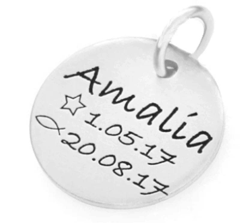 1,3 cm Anhänger mattierter 925 Silber Namensanhänger