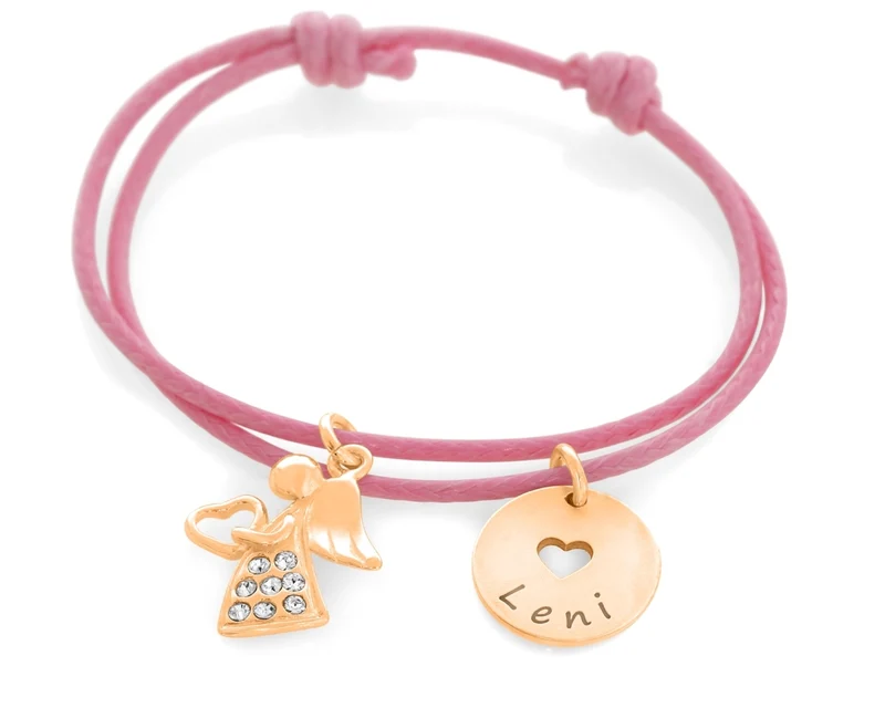 Armband zur Taufe Namensplättchen rosé vergoldet Kinderschmuck