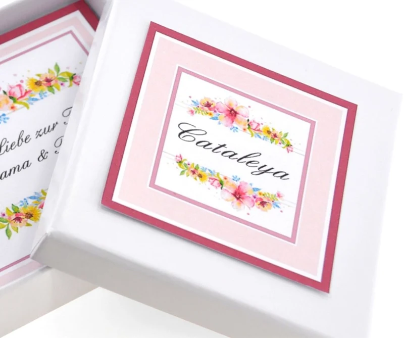 Geschenkschachtel Schmuck mit eigenem Wunschtext Spruch zu verschiedenen Anlässen personalisierbar