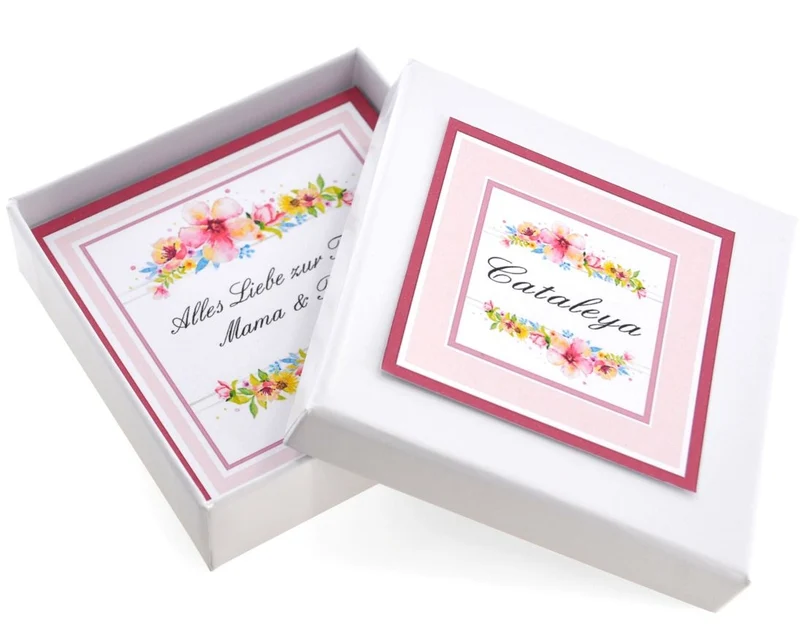 Geschenkschachtel Schmuck mit eigenem Wunschtext Spruch zu verschiedenen Anlässen personalisierbar