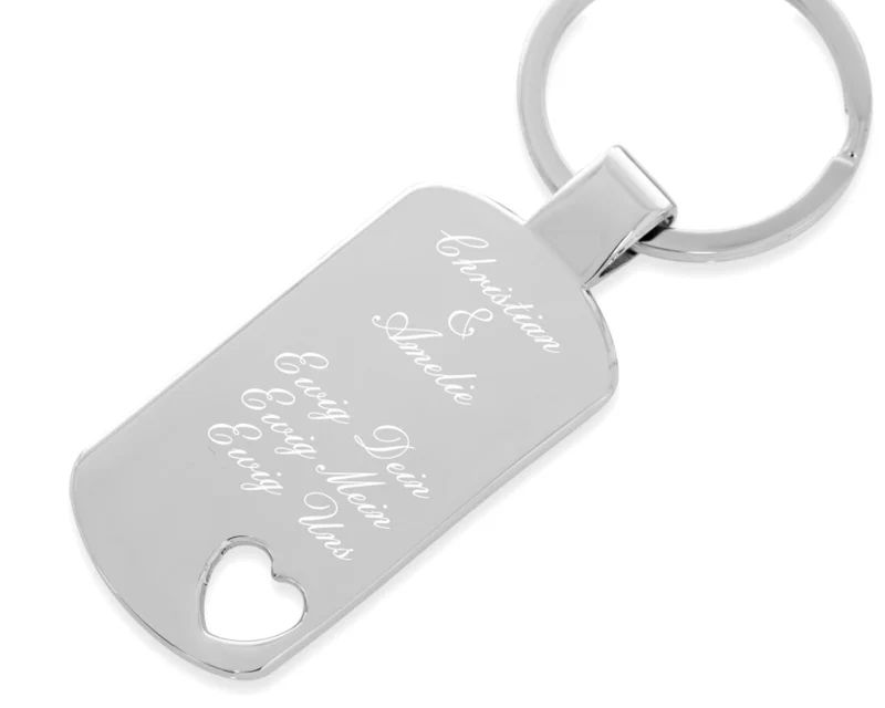 Metall Schlüsselanhänger Herz mit Gravur Geschenk Familie Schmuck