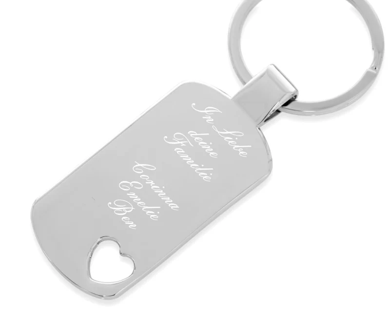 Metall Schlüsselanhänger Herz mit Gravur Geschenk Familie Schmuck