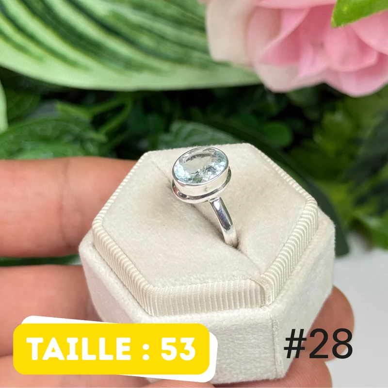 Facettierter Aquamarin-Silberring #FR28