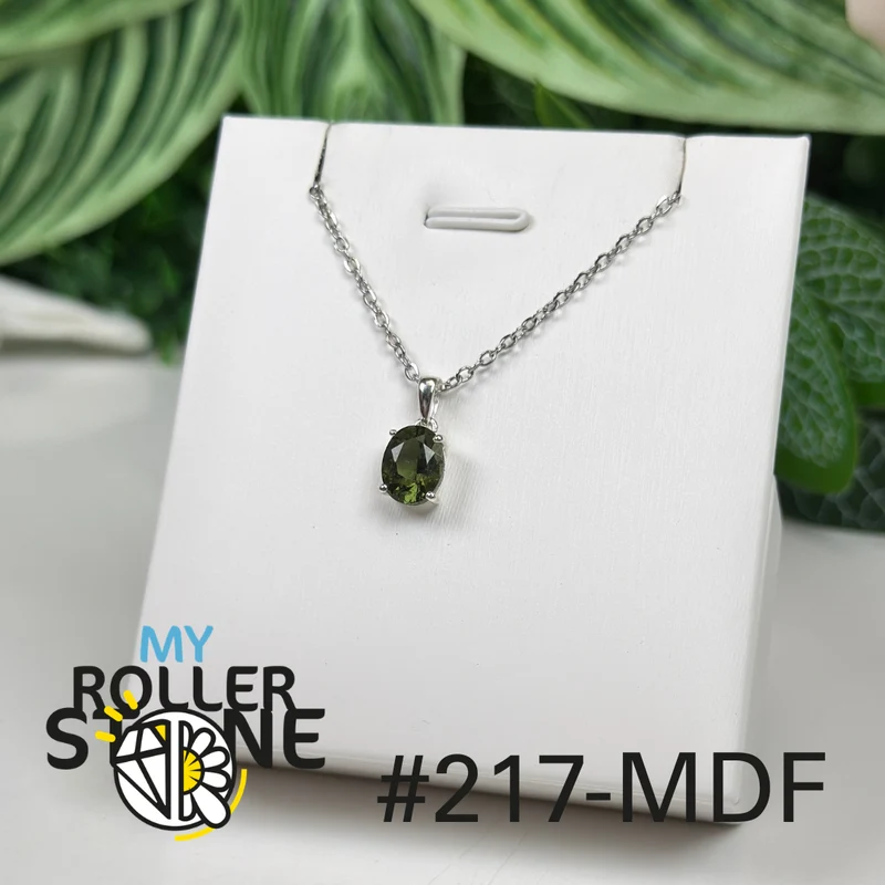 Facettierter Moldavit-Silberanhänger #7MDF