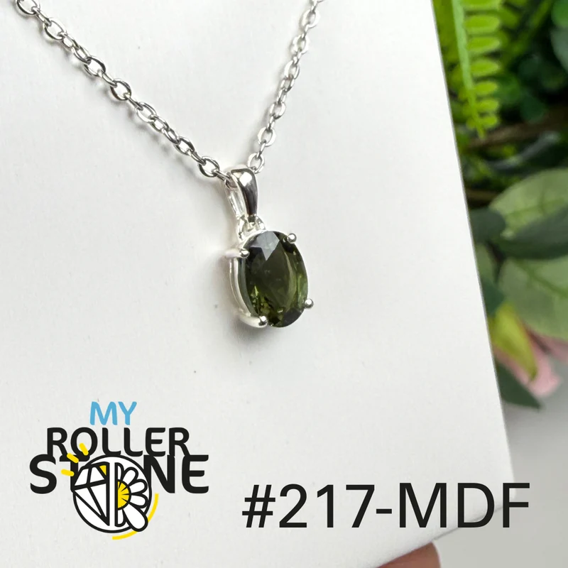 Facettierter Moldavit-Silberanhänger #7MDF
