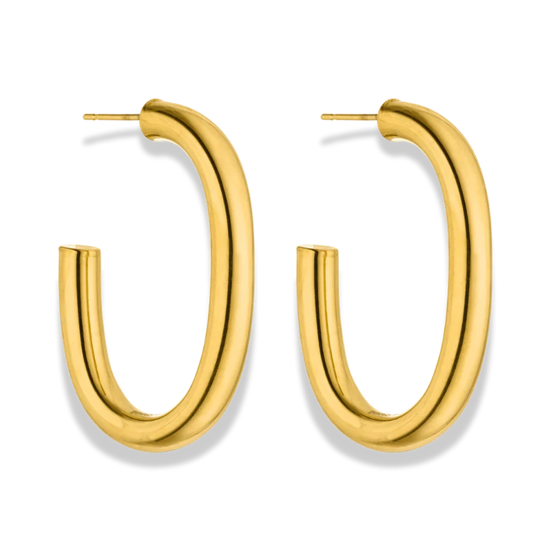 Oval Bold Ohrstecker 14K Vergoldet