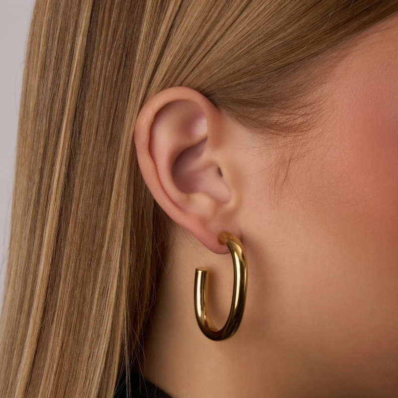 Oval Bold Ohrstecker 14K Vergoldet
