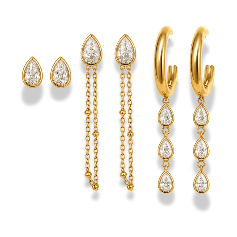 Dangling Teardrop Ear Candy Set