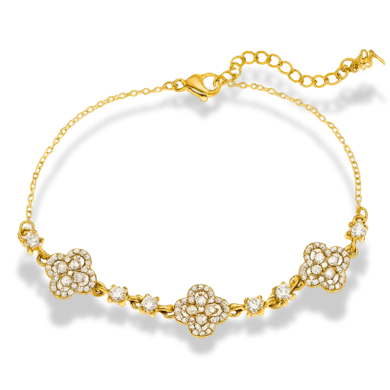 Crystal Lucky Flower Abbaddon Armband 14K Vergoldet