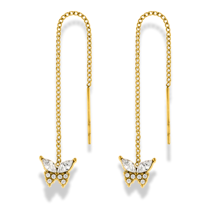 Little Butterfly Dangle Ohrstecker 14K Vergoldet