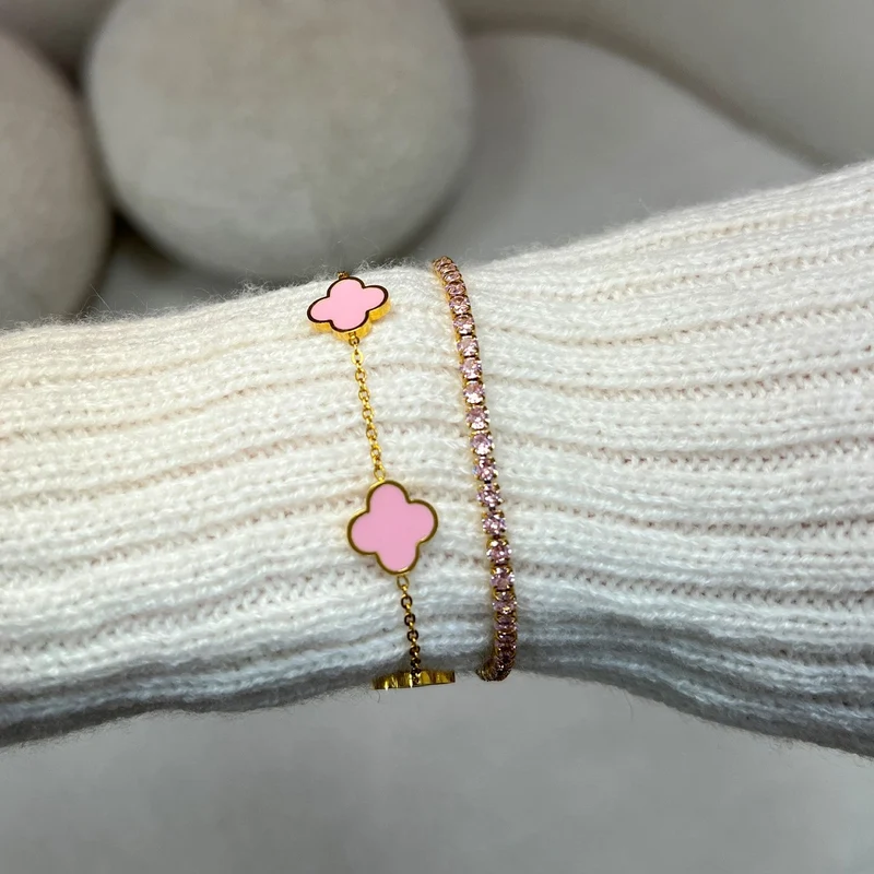 Rosa Tennis Armband | 18K vergoldet