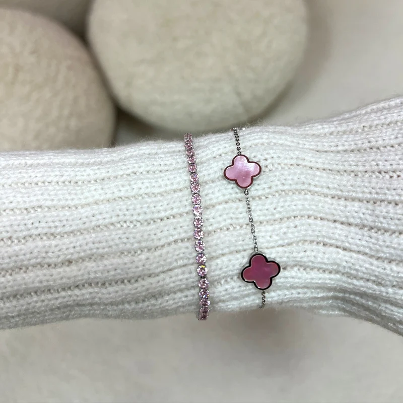 Rosa Tennis Armband | 18K vergoldet