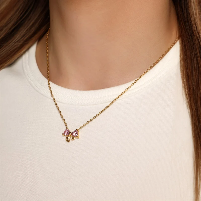 Sweet Bow Halskette | 18K vergoldet