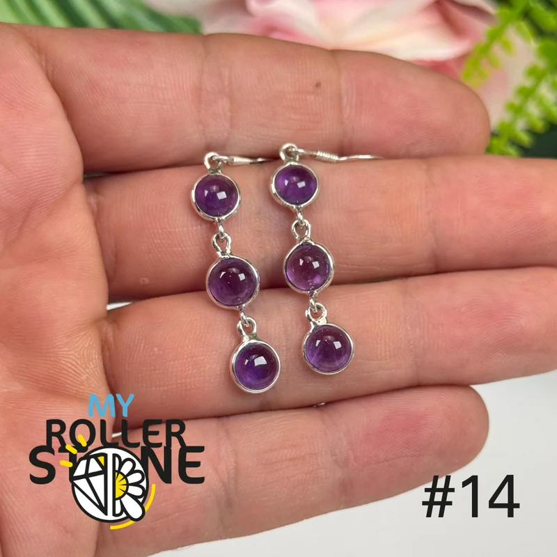 Ohrringe aus 925er Sterlingsilber mit Amethyst in Zargenfassung #BE14