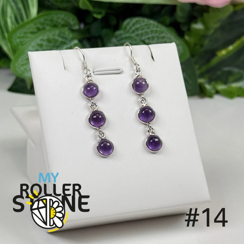 Ohrringe aus 925er Sterlingsilber mit Amethyst in Zargenfassung #BE14