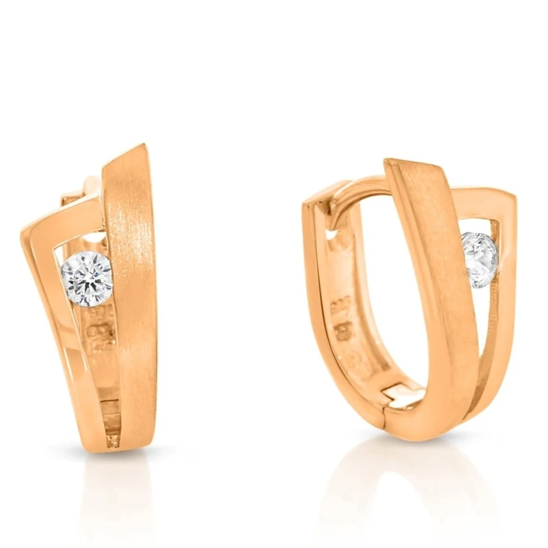 Creolen rosé vergoldet zeitlos elegant schlicht 925 Sterling Silber Zirkonia