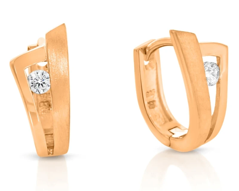 Creolen rosé vergoldet zeitlos elegant schlicht 925 Sterling Silber Zirkonia