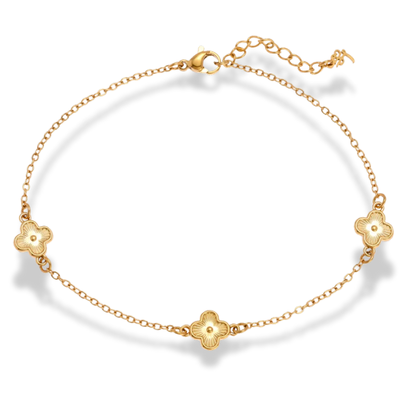 Golden Lucky Leaf Fußkette 14K Vergoldet