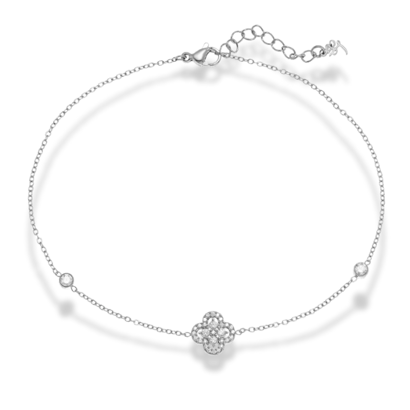 Crystal Lucky Flower Fußkette 14K vergoldet