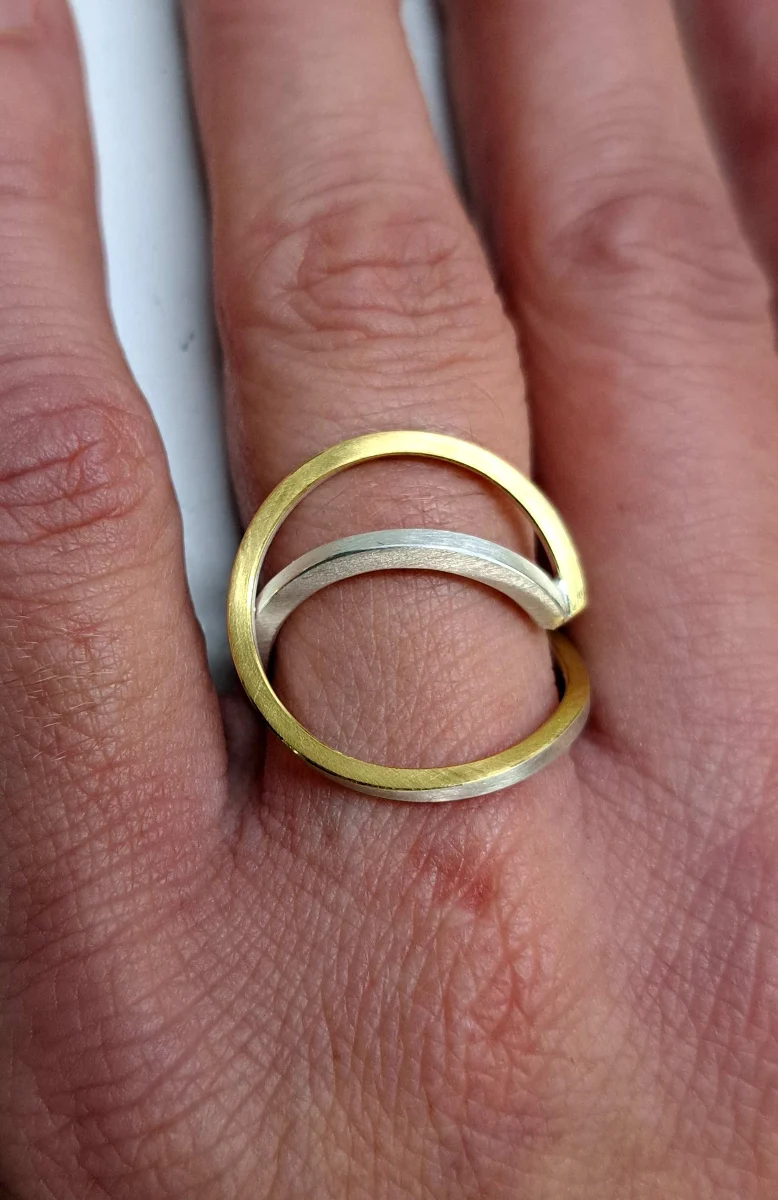 925er Silber Ring feingoldbelegt MANU R1345