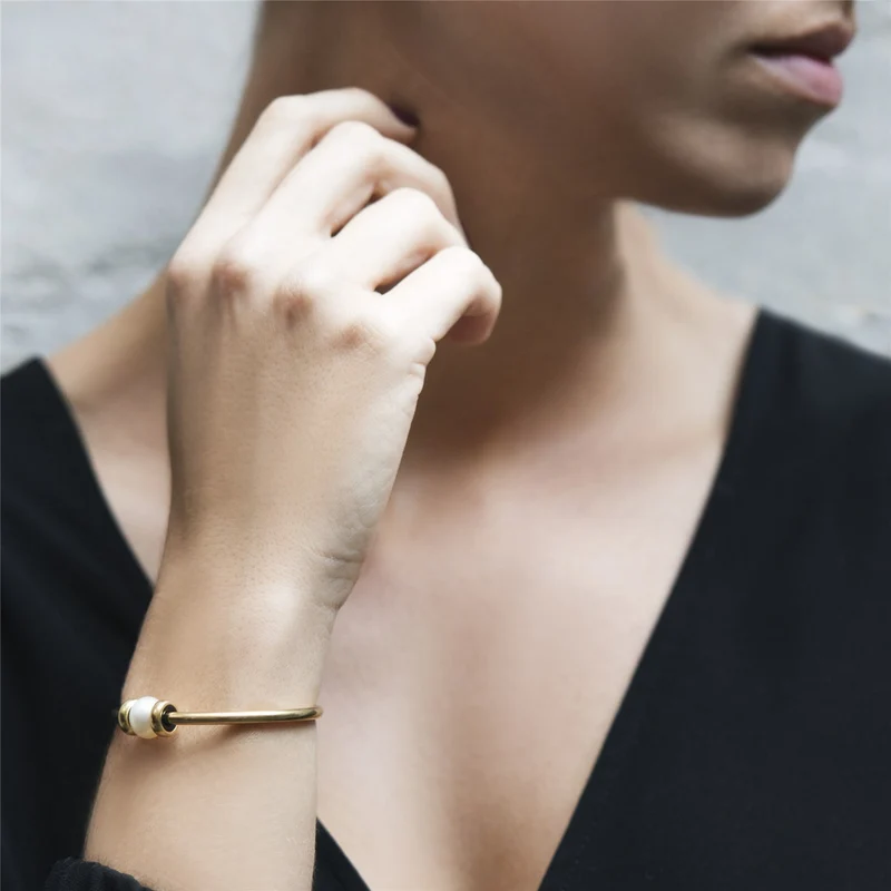 Armspange mit Spacern, 18k vergoldet