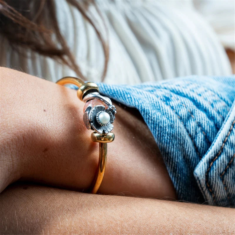 Armspange mit Spacern, 18k vergoldet