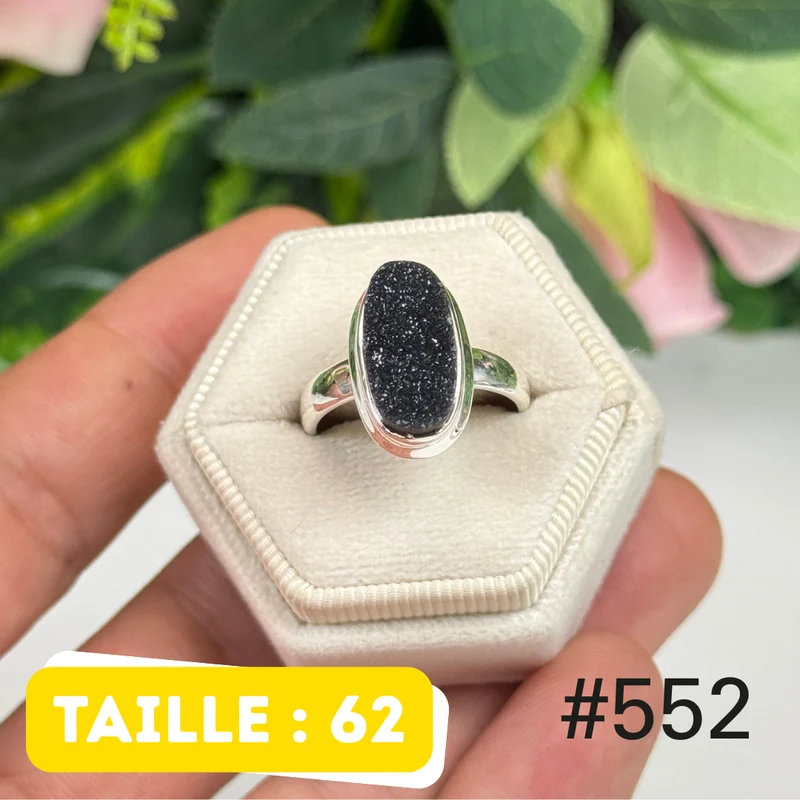Ring aus 925er Sterlingsilber mit schwarzer Onyx-Druse #R552