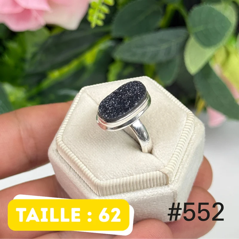 Ring aus 925er Sterlingsilber mit schwarzer Onyx-Druse #R552