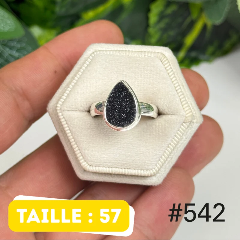 Ring aus 925er Sterlingsilber mit schwarzer Onyx-Druse #R542