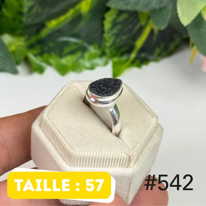 Ring aus 925er Sterlingsilber mit schwarzer Onyx-Druse #R542