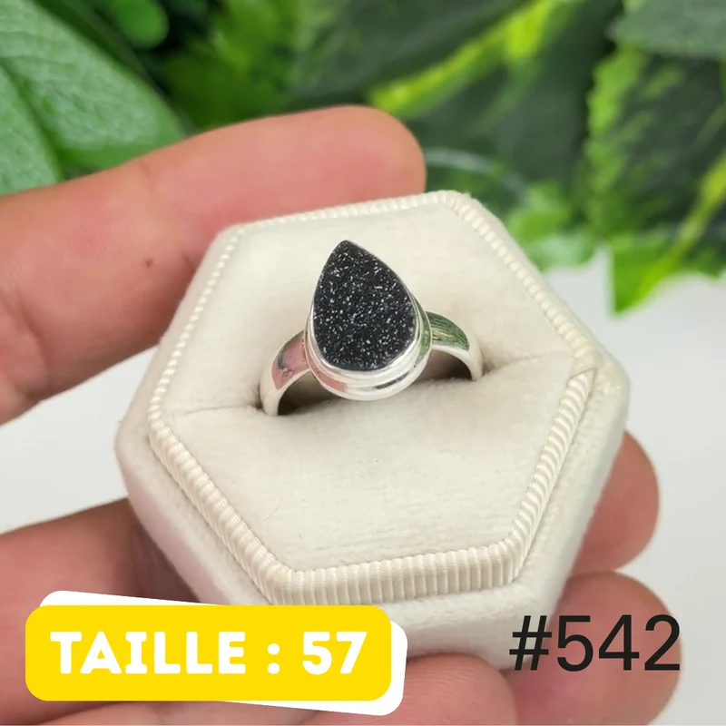 Ring aus 925er Sterlingsilber mit schwarzer Onyx-Druse #R542