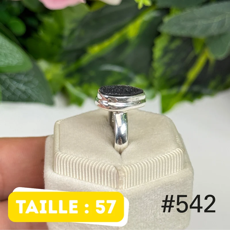 Ring aus 925er Sterlingsilber mit schwarzer Onyx-Druse #R542