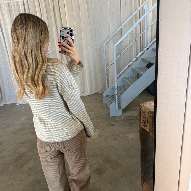 Zipp Jacke Mia - Beige x Weiß