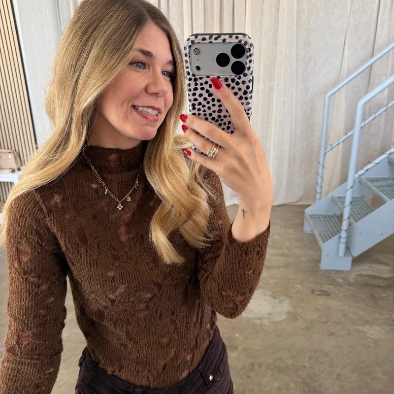 Spitzen Longsleeve THICK - Braun
