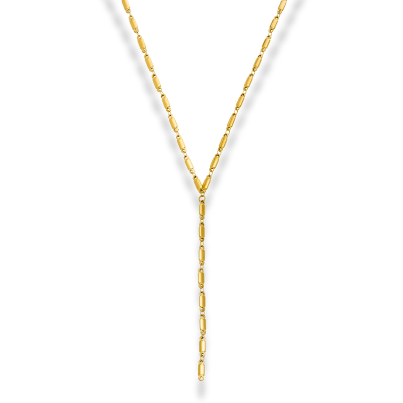 Long Golden Flatlink Y-Kette 14K Vergoldet