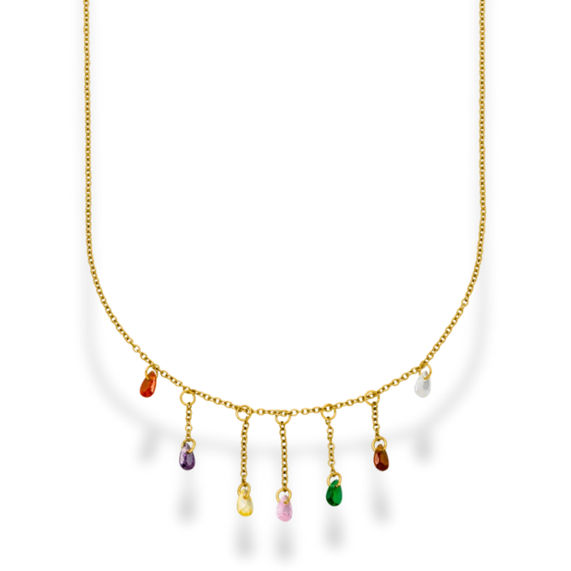 Rainbow Crystal Kette 14K Vergoldet