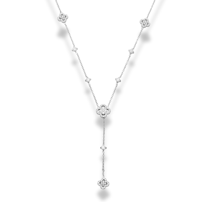 Crystal Lucky Flower Y Kette 14K Vergoldet