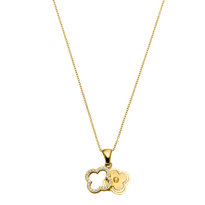 Framed Golden Lucky Leaf Clover Kette 14K Vergoldet