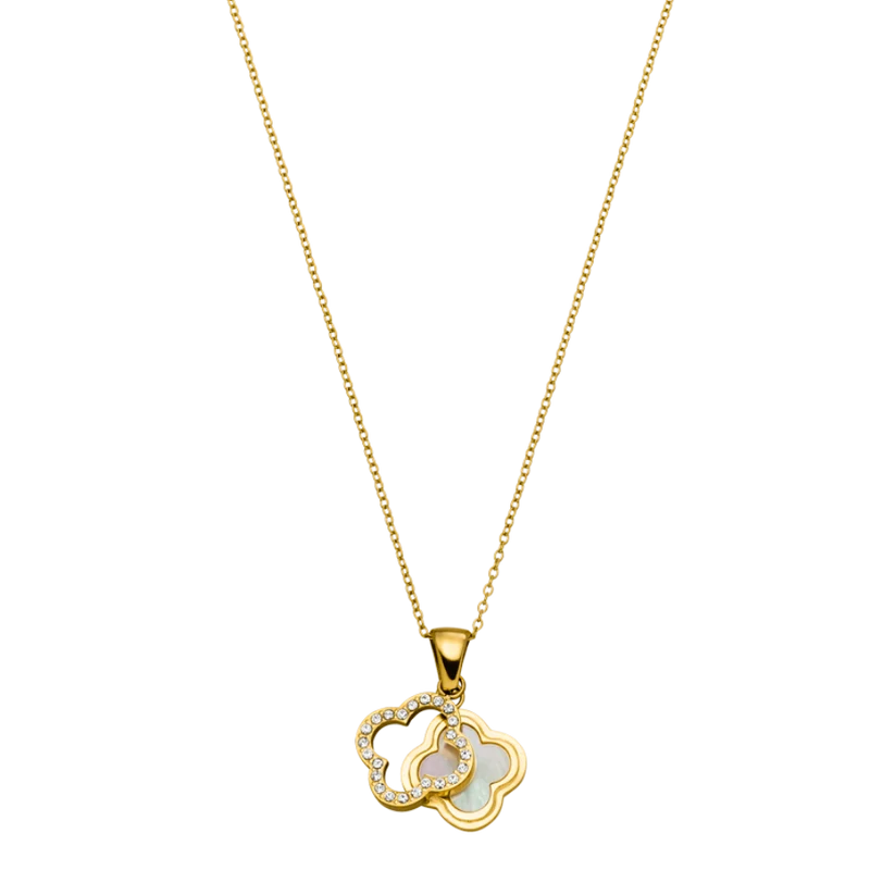 Framed Perlmutt Lucky Leaf Kette 14K Vergoldet