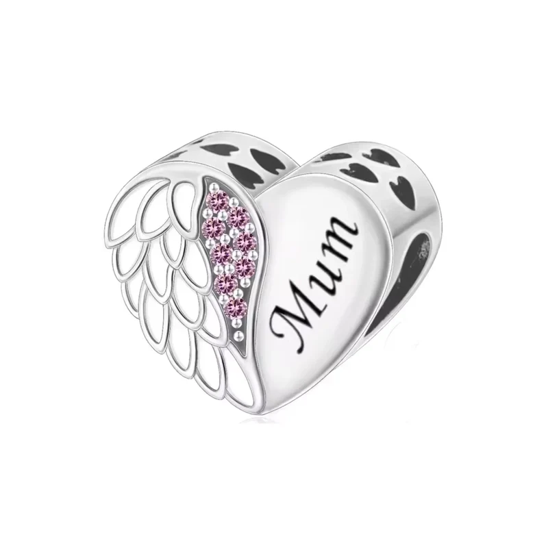 "A Piece Of My Heart Is In Heaven" Mum Heart Charm | CZ