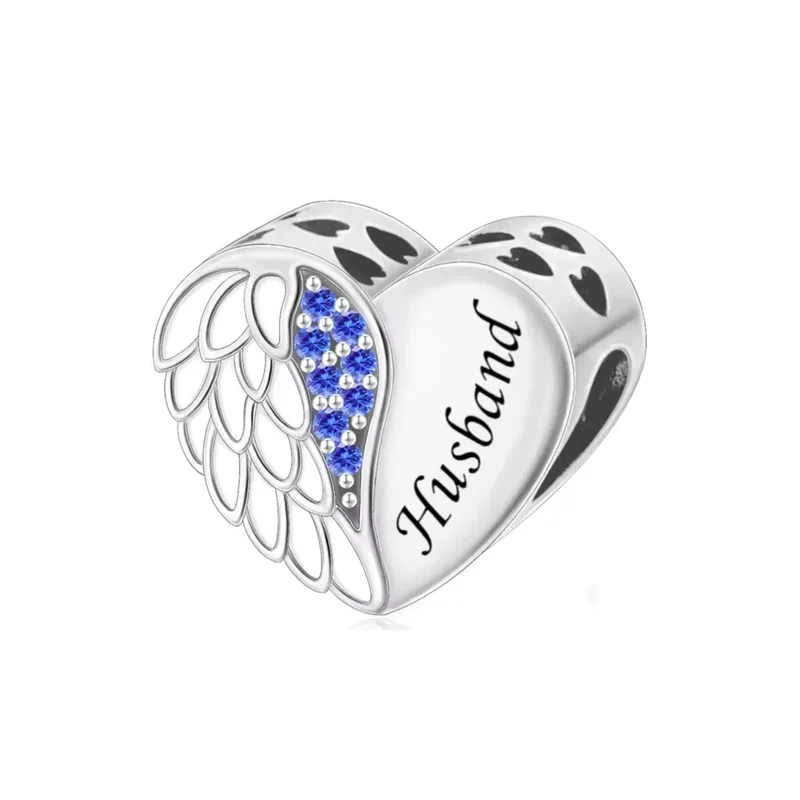 "A Piece Of My Heart Is In Heaven" Husband Heart Charm | CZ