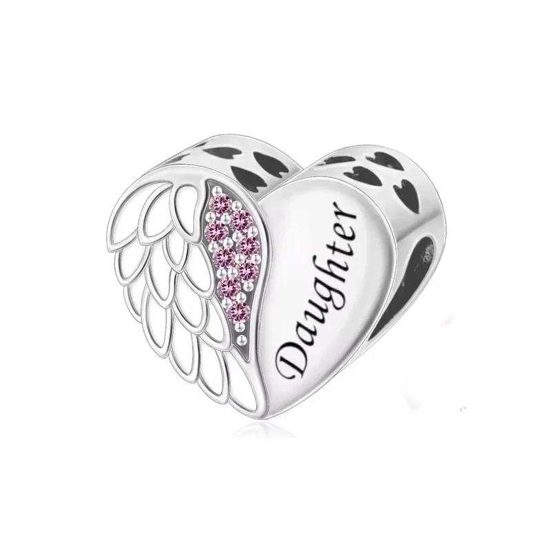 "A Piece Of My Heart Is In Heaven" Daughter Heart Charm | CZ