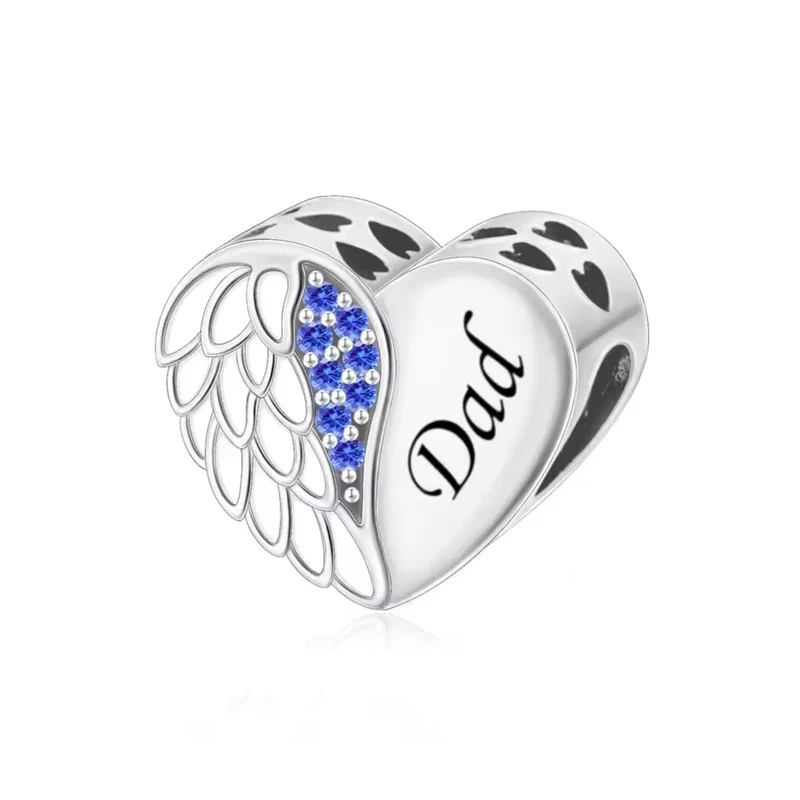 "A Piece Of My Heart Is In Heaven" Dad Heart Charm | CZ