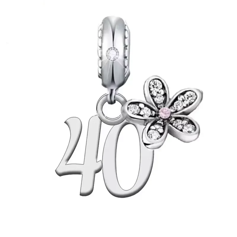 Birthday Daisy Number Dangle Charm | CZ