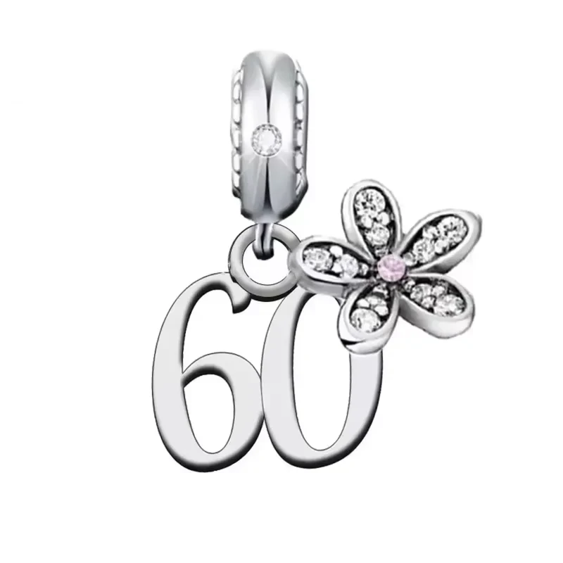Birthday Daisy Number Dangle Charm | CZ