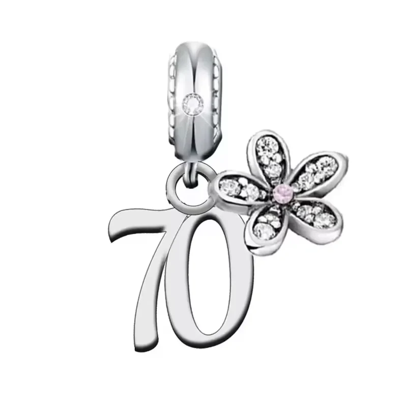 Birthday Daisy Number Dangle Charm | CZ